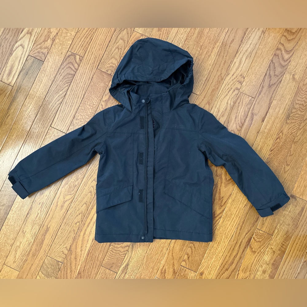 Kids Black Waterproof Hooded Jacket